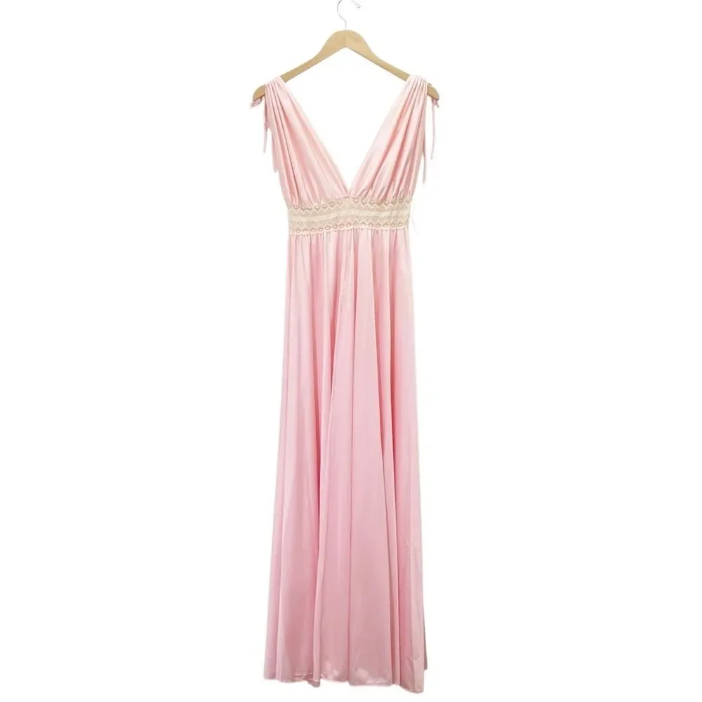 Vintage Ter-She Pink Nylon Lace Empire Maxi Nightgown 1680 Small 1970s NWT NEW - Picture 3 of 12